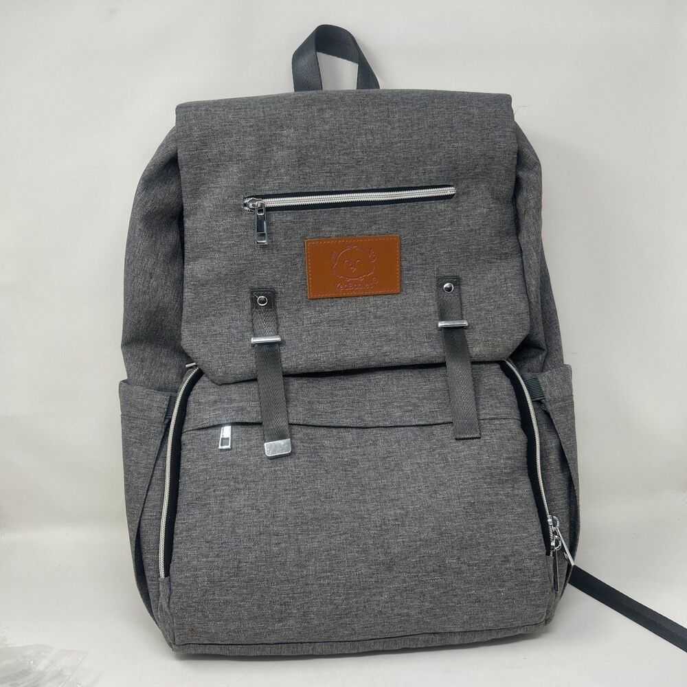 KeaBabies Explorer Diaper Backpack Gray Large with Changing Pad & Inner Pockets